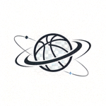 BB贝博艾弗森官方Logo - 橙色与深蓝色交织的抽象篮球与数据流图案